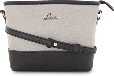 

Lavie Women Casual Grey, Black Polyester Sling Bag, Black;grey