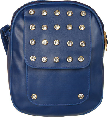 

Adine Women Evening/Party Blue Leatherette Sling Bag