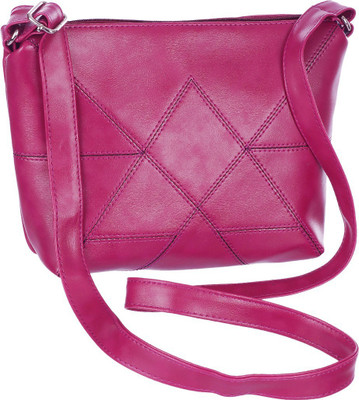 

Leather Land Women Casual Pink Leatherette Sling Bag