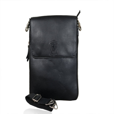 

Urbanity Men & Women Casual Black Genuine Leather Sling Bag