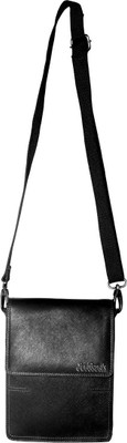 

JusTrack Men Formal Black Genuine Leather Sling Bag