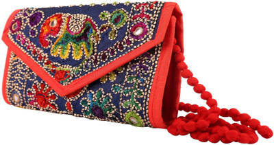 

Craft Trade Women Evening/Party Blue Cotton Sling Bag