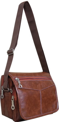 

SM Women Casual Brown, Grey Leatherette Sling Bag