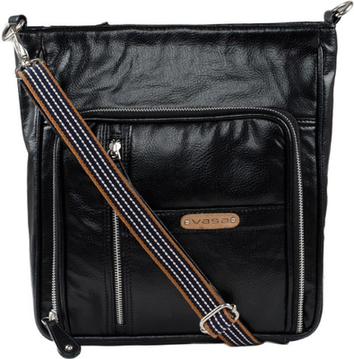 

VASA Women Casual Black PU Messenger Bag