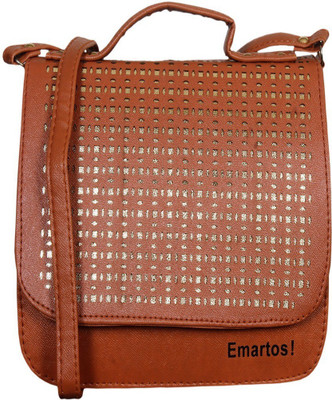 

Emartos Women Evening/Party Brown PU, Genuine Leather Sling Bag