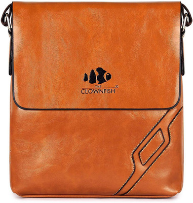 

The Clownfish Men & Women Casual Brown Leatherette Sling Bag