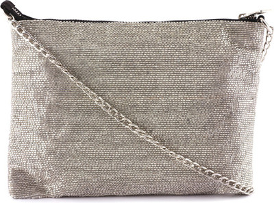 

London Rag Women Evening/Party Silver Satin Sling Bag