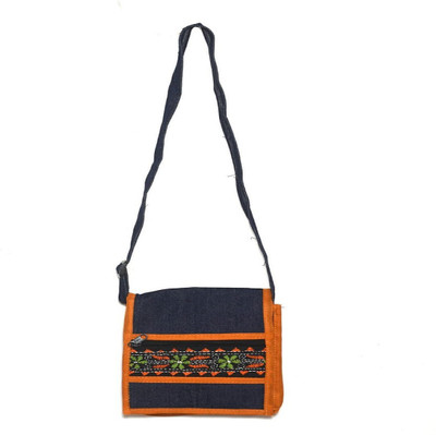 

Utkal Craft House Women Casual, Evening/Party Orange, Blue Denim Sling Bag, Blue;orange
