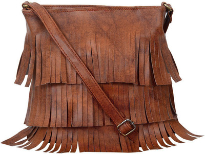 

VISHESH COLLECTIONS Girls Evening/Party Brown PU Sling Bag