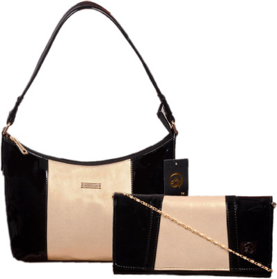 

Anemone Women Evening/Party Black, Beige PU Shoulder Bag, Beige;black