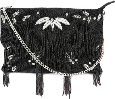 

London Rag Women Evening/Party Black Satin Sling Bag
