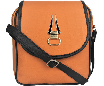 

FRIENDS & COMPANY Women Evening/Party, Casual Orange Leatherette Sling Bag