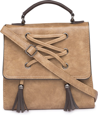 

Satchel Bags Women Casual Beige PU Sling Bag