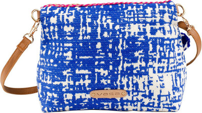 

VASA Women Casual Blue, White Cotton Sling Bag