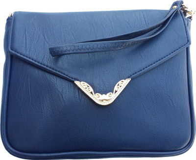 

Gunina Bags and Handicrafts Women Casual Blue Synthetic Leather Sling Bag