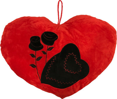 

CREATIVEVILLA CUTE VALENTINE RED ROSE DESIGN HEART STUFFED PLUSH PILLOW SOFT TOY - CVST0406 - 38 cm(Multicolor)