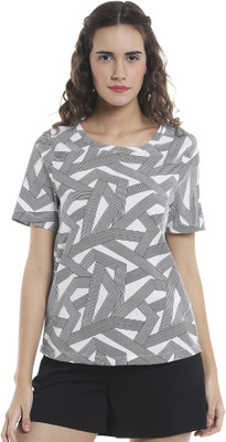 Vero Moda Geometric Print Women Round Neck Multicolor T-Shirt Flipkart