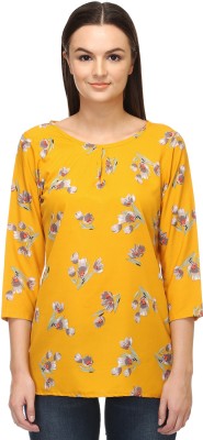 adyuth Casual 3/4 Sleeve Floral Print Women Yellow Top