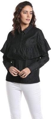 VERO MODA Casual Full Sleeve Solid Women Black Top