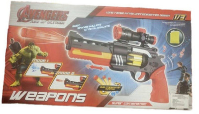

SBJCollections Avengers Gun with Jelly Shots and Soft Foam Bullets with music(Multicolor)