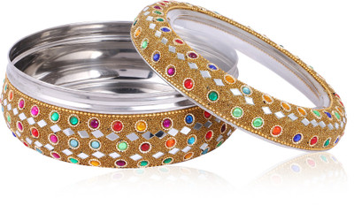 

SAMAA BIG-YELLOW-ROUND-BOX-002 bangle box, jewelry box, gift set Vanity Box(yelloew, Multicolor)