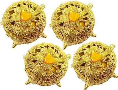 

Bueno Stylish Kumkum Storage Box, Puja Box for Temple, Set of 4, Golden multipurpose Vanity Box(Gold)