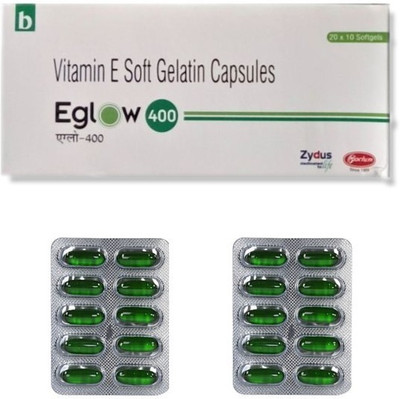 

Eglow Vitamin E capsules 400 I U (Natural Source) for Skin, Hairs and Body care(60 No)