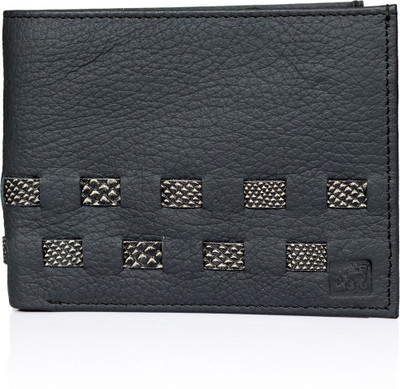 Leo Men Casual Black Genuine Leather Wallet(7 Card Slots)