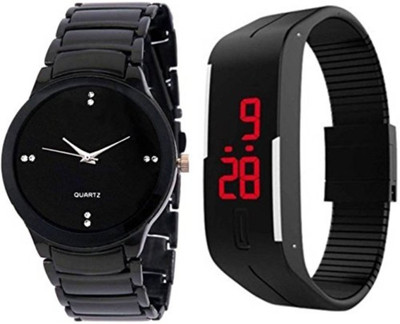 

MVS MVSF1269 Stylish Full Black Casual And Hand Band Watch - For Men