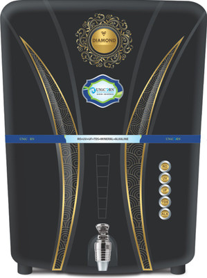 Unicorn Diamond A 12 L RO + UV + UF Water Purifier(Black, Golden)