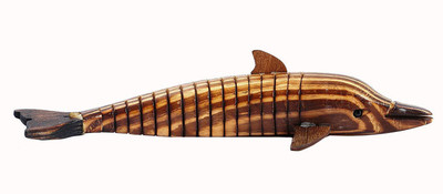 

FK RETAIL Wooden Handcrafted Dolphin Showpiece For Home Decor And Children's Toy (Beige and Black) 30 cm Length(Beige)