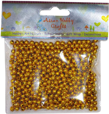 

AsianHobbyCrafts Colourful Shining Beads - Round,Size - 5 mm, qunatity - 50 g : Golden