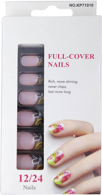 

One Personal Care French Manicure Inspired Heart Print Full Cover Nails UBB174-010 Pink, Brown, Gold, White(Pack of 12)