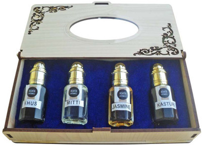 

ASHTAAROMAS Combo of 4 Pcs Attar KASTURI , JASMINE , MITTI , KHUS Herbal Attar Herbal Attar(Mitti)