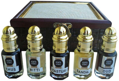 

ASHTAAROMAS Combo of 5 Pcs Attar KHUS , MITTI , KASTURI , SANDAL Herbal Attar Herbal Attar(Mitti)