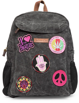 

The House of Tara Canvas Patch Print 16 L Laptop Backpack(Black), Distress black