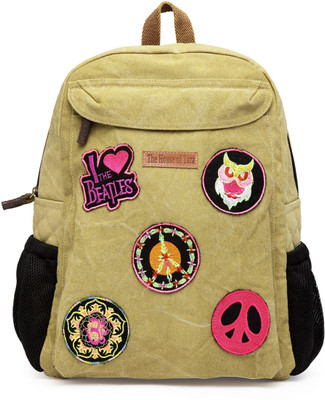 

The House of Tara Canvas Patch Print 16 L Laptop Backpack(Beige), Desert storm