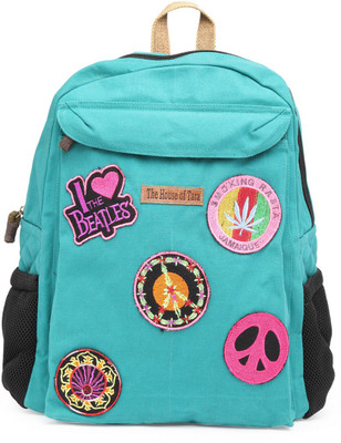 

The House of Tara Canvas Patch Print 16 L Laptop Backpack(Green), Teal