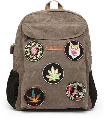 

The House of Tara Canvas Patch Print 16 L Laptop Backpack(Brown), Accorn brown