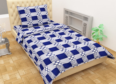 SpeedDecor 120 TC Polycotton Single Checkered Flat Bedsheet(Pack of 1, Multiclor)