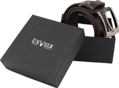 

U.S.ELK Men Casual Brown Genuine Leather Belt