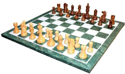 

Qweezer Marble Finish 40 * 40 cm Unique Chess Mate With 32 Wood Coins Sports Chess Game 40 cm Chess Board(Green, White)