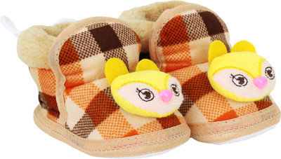 

Neska Moda 0 To 12 Month Baby Booties(Toe to Heel Length - 12 cm Brown)