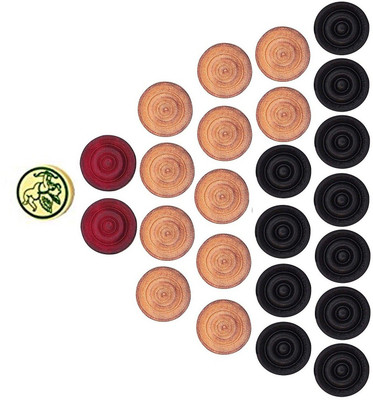 SPORTSHOLIC Wooden 24 Pcs Carrom Coins, Striker And Powder For All Carrom Boards Carrom Pawns(Pack of 24)