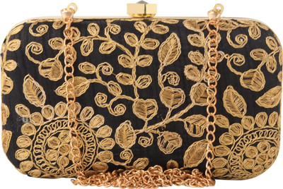Anekaant Party Black, Gold Clutch