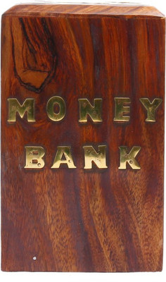 

Phirkcraft Wooden Rectangular Shape Coin Bank(Brown)