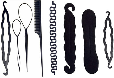 

JAGTEK Hair combo set 8 pcs , 4 pcs DIY kit For New Hair Styling , 1 pcs Braid Tools , 3 pcs juda Maker Different size(Set of 8)