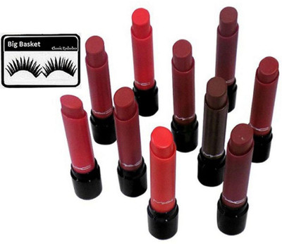 

big basket Eyelashes, Mac Liptensity Lipstick Combo Set of 10(Set of 11)