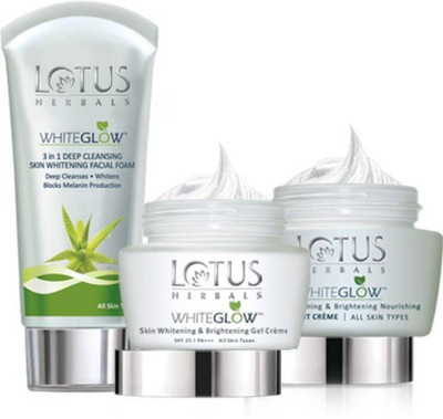 

Lotus Herbals Whiteglow Skin Whitening & Barightening ( Gel Creme (40g)+ Nourishing Night Creme (40g) & Facial Foam (50g)(Set of 1)