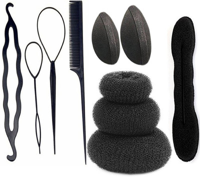 

JAMPAK Hair Accessories, Set Of 10 Pc, Donut Bun maker + DIY KIT Base Hair Puff Maker Combo Set Of 10(Set of 10)